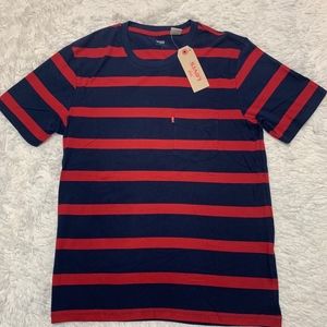 NWT Mens Striped Levis Red & Navy Blue Tee Shirt